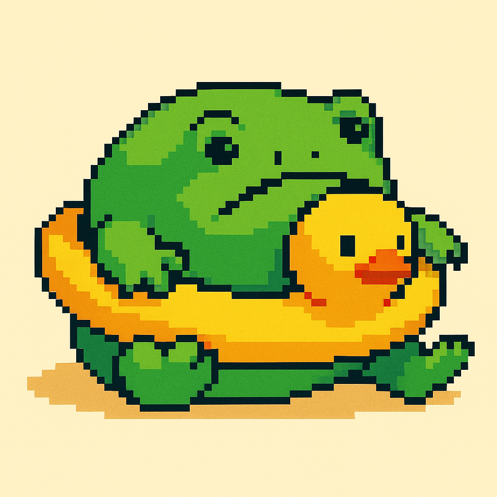 Profile picture showing a pixel art frog on a rubber duck